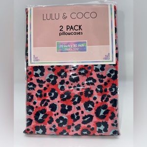 Lulu & Coco 2 Pack Pillowcases Maha Pattern 20” X 30” Leopard Microfiber NEW